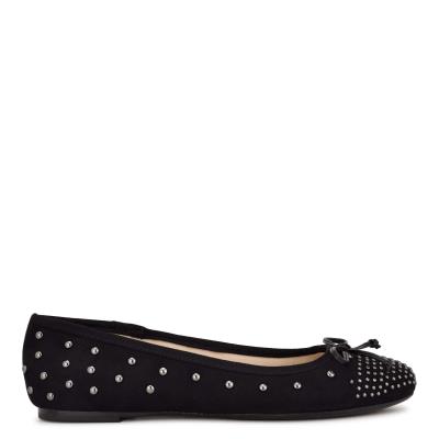 Nine West Curvy Studded Ballet Schwarz | 3457WCIUF