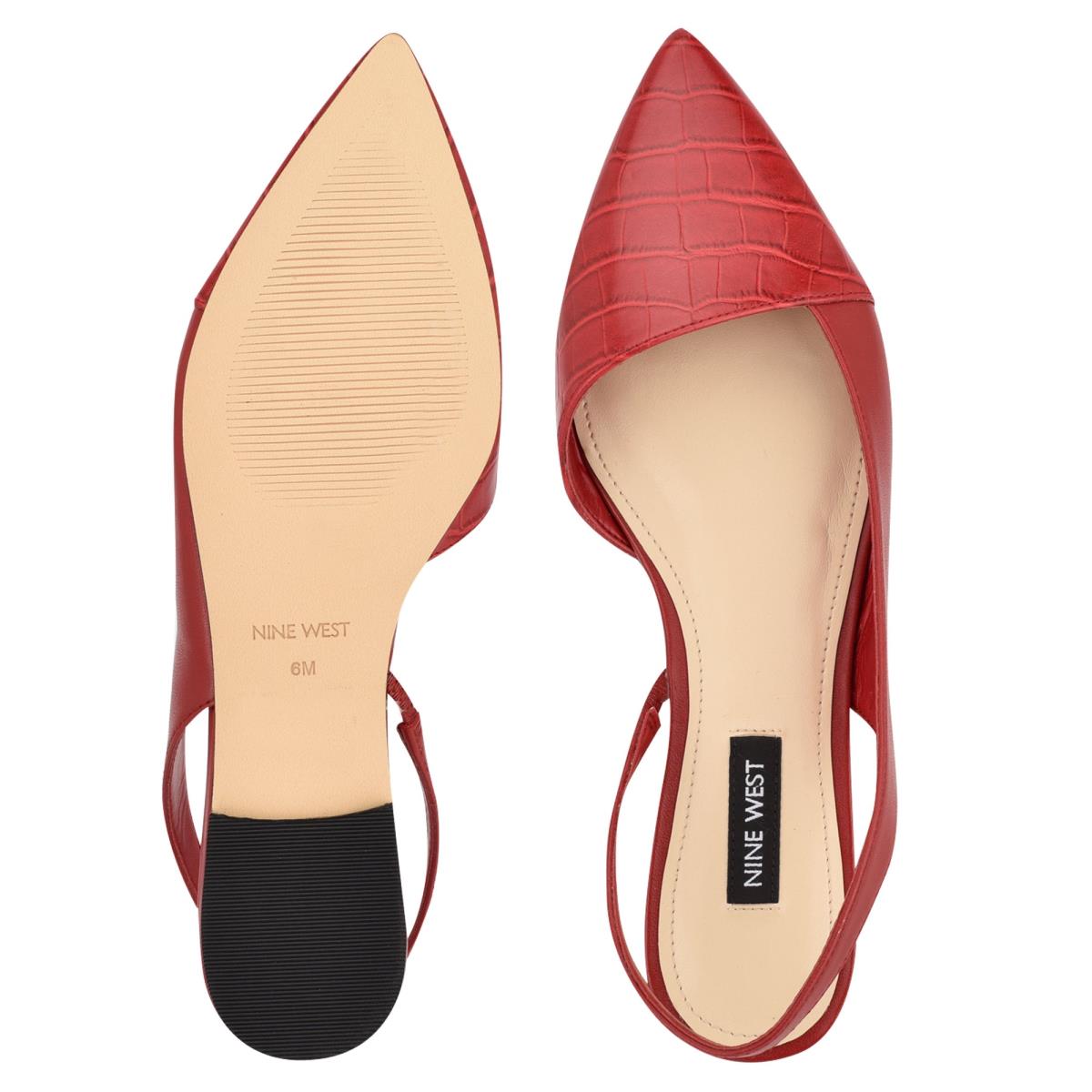 Nine West Beads Slingback Pointy Kappe Rot Rot | 1860IAWEB