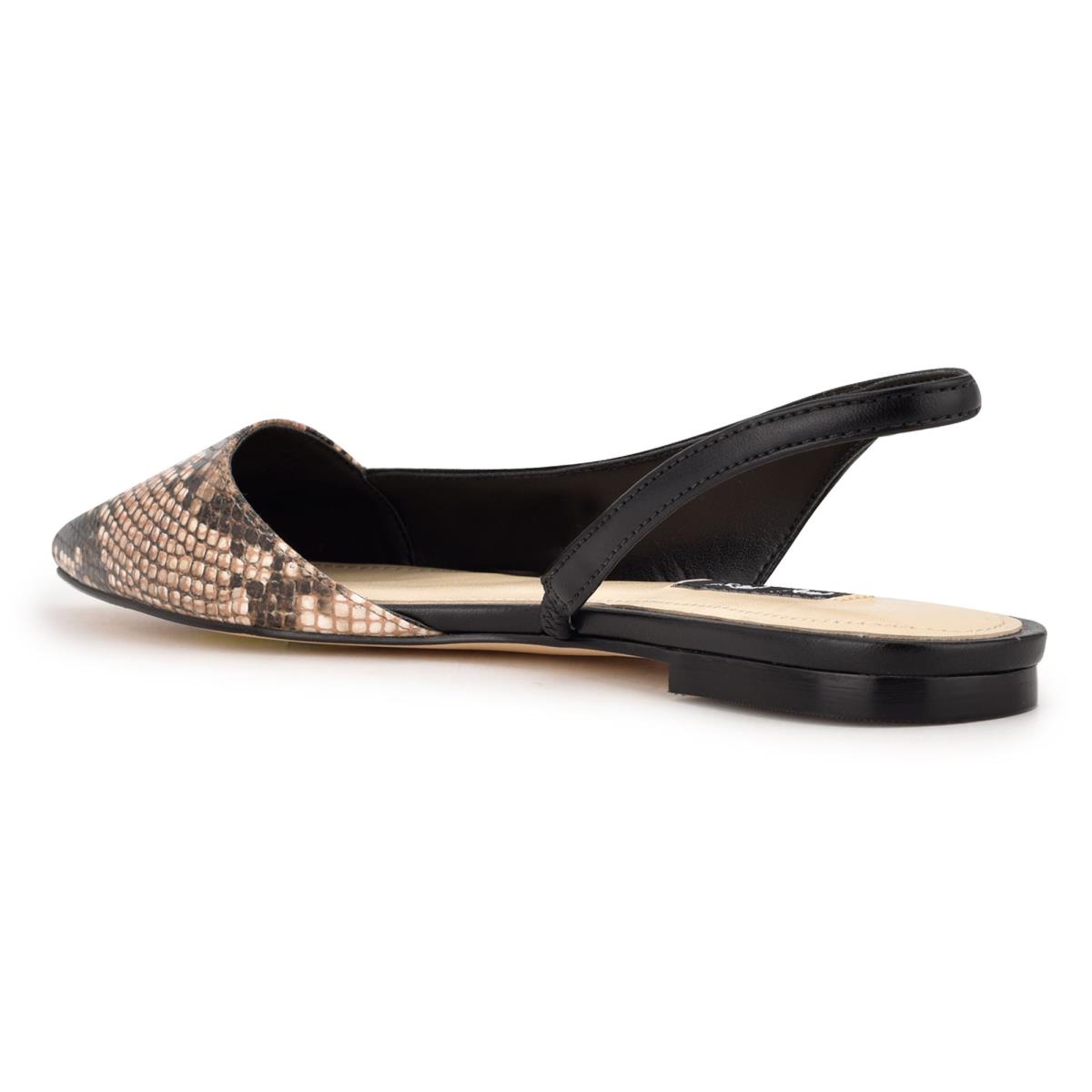 Nine West Beads Slingback Pointy Kappe Schwarz Schlangenoptik | 6715ZECAR