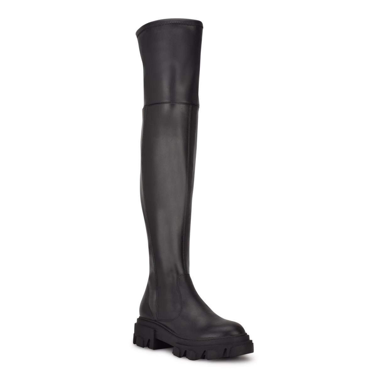 Nine West Cellie Over the Knee Lug Sole Schwarz | 1572IFLNQ