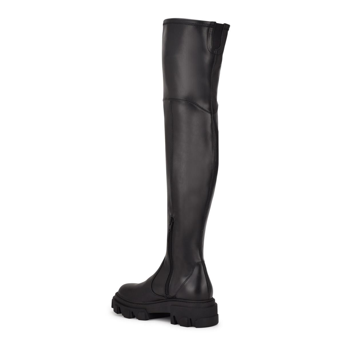 Nine West Cellie Over the Knee Lug Sole Schwarz | 1572IFLNQ