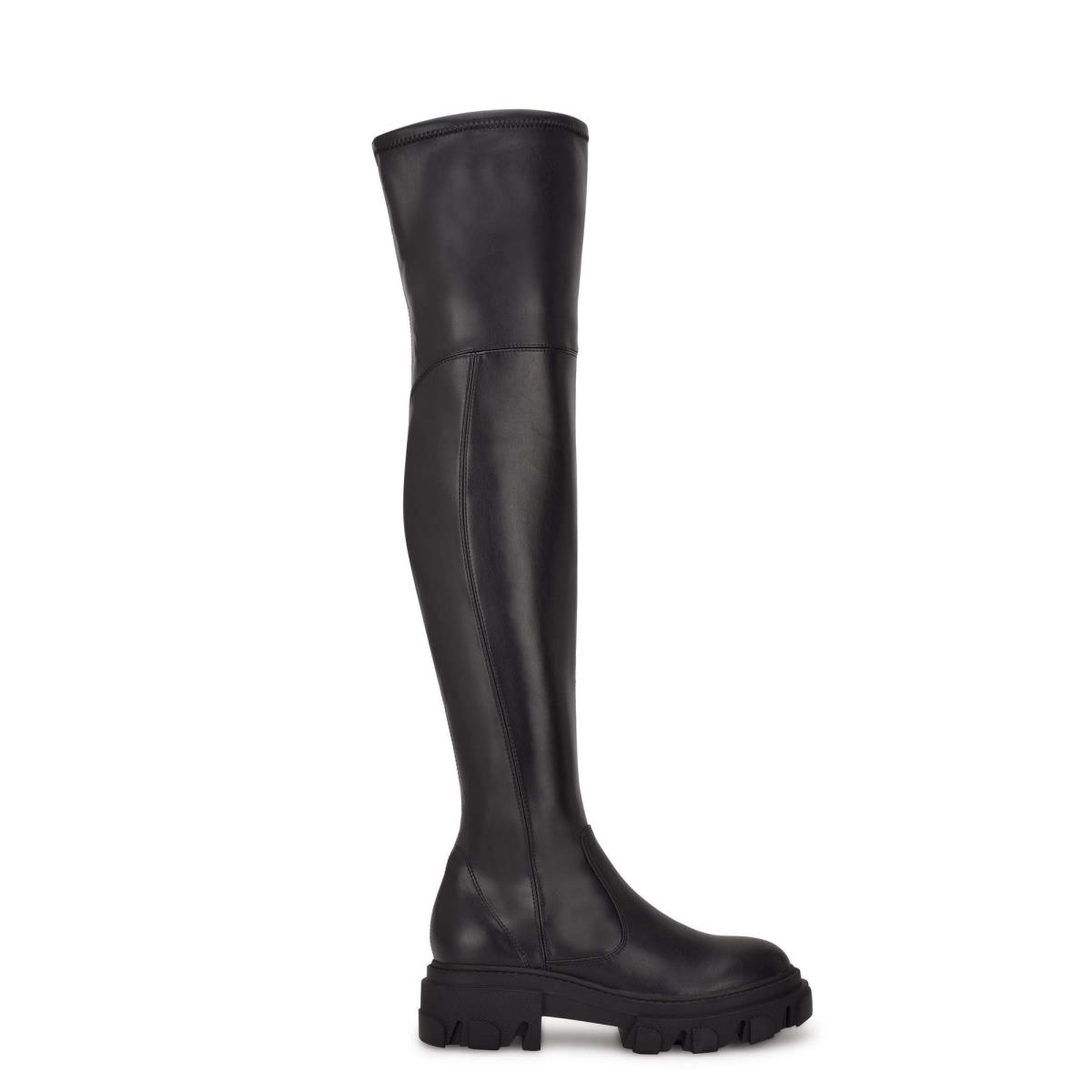 Nine West Cellie Over the Knee Lug Sole Schwarz | 1572IFLNQ