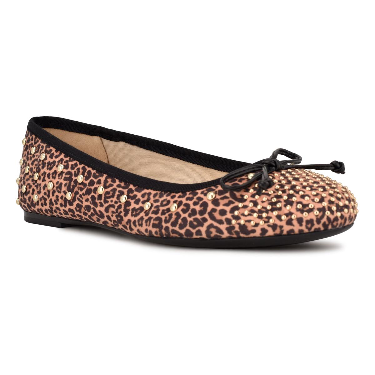 Nine West Curvy Studded Ballet Leopard Braun | 3597TYKCN