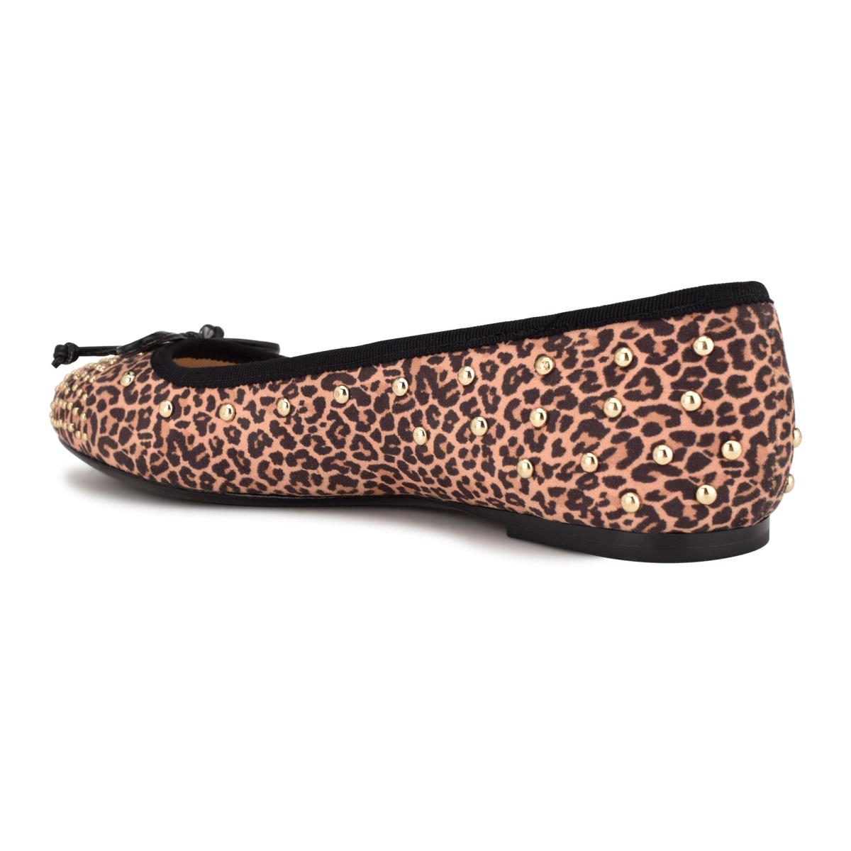 Nine West Curvy Studded Ballet Leopard Braun | 3597TYKCN