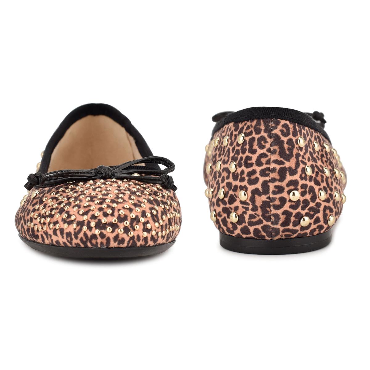 Nine West Curvy Studded Ballet Leopard Braun | 3597TYKCN