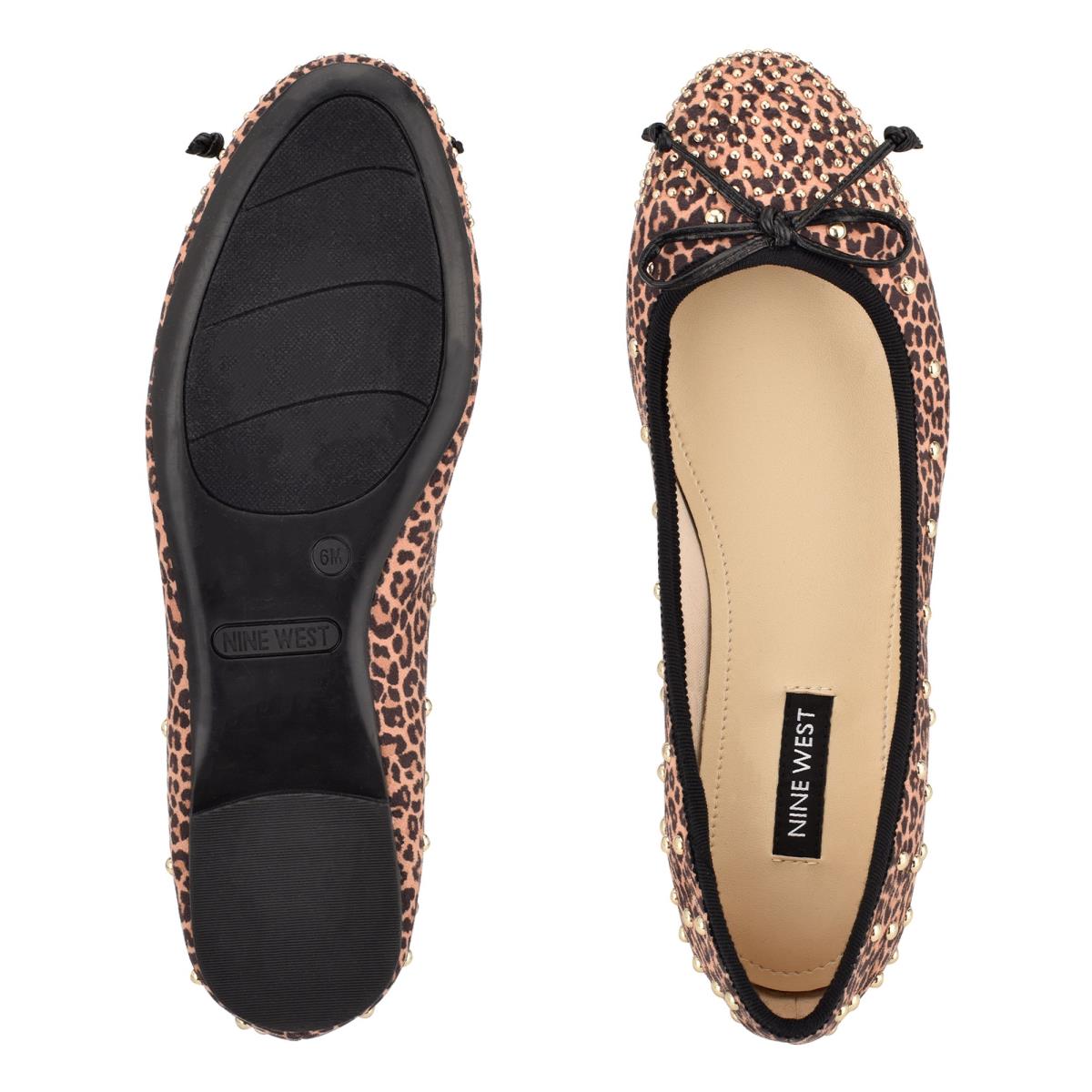 Nine West Curvy Studded Ballet Leopard Braun | 3597TYKCN