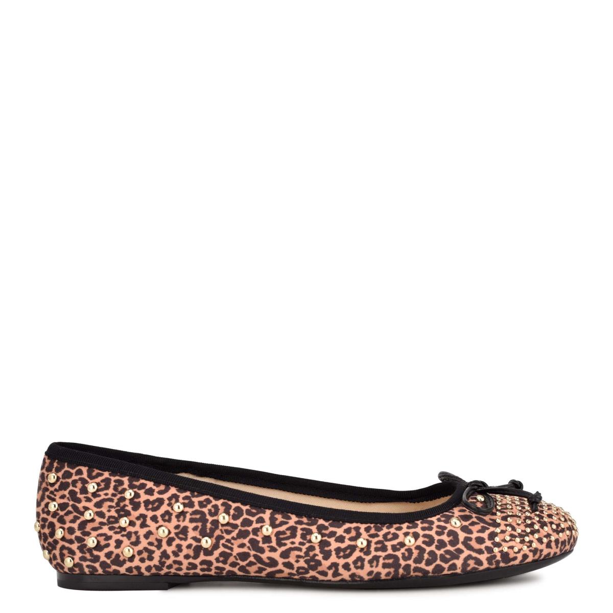 Nine West Curvy Studded Ballet Leopard Braun | 3597TYKCN