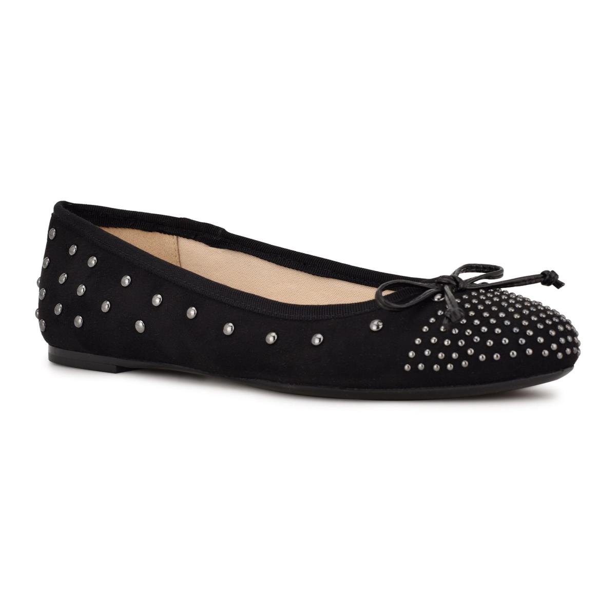 Nine West Curvy Studded Ballet Schwarz | 3457WCIUF