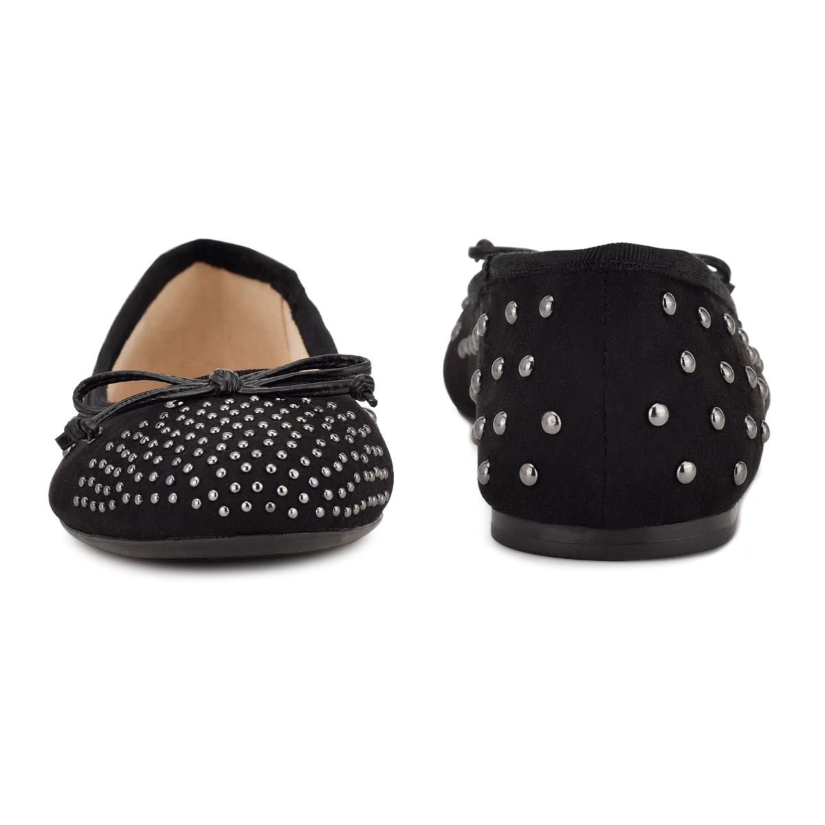 Nine West Curvy Studded Ballet Schwarz | 3457WCIUF