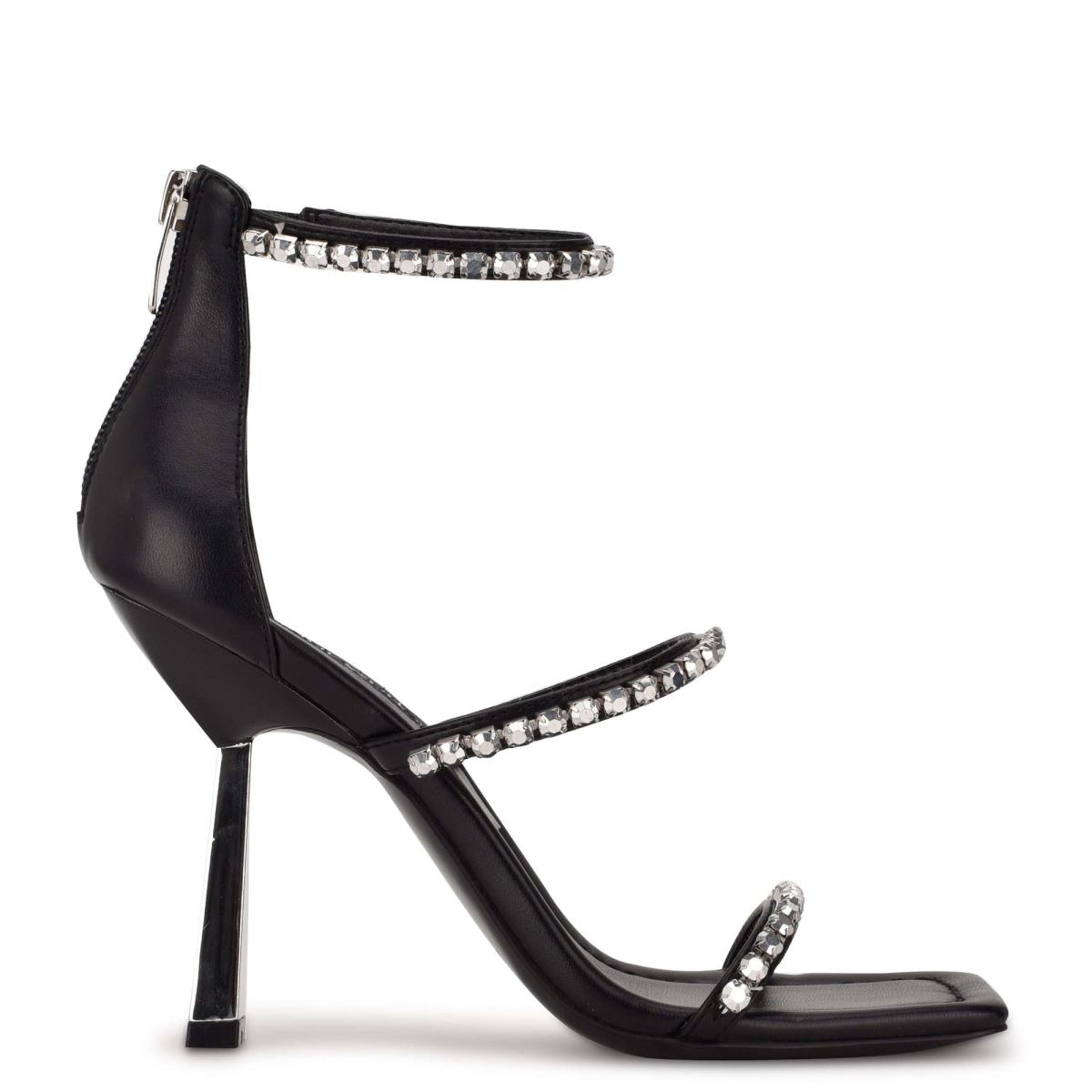 Nine West Vavoom Rhinestone Riemchen Schwarz Silber | 2659LOJVI