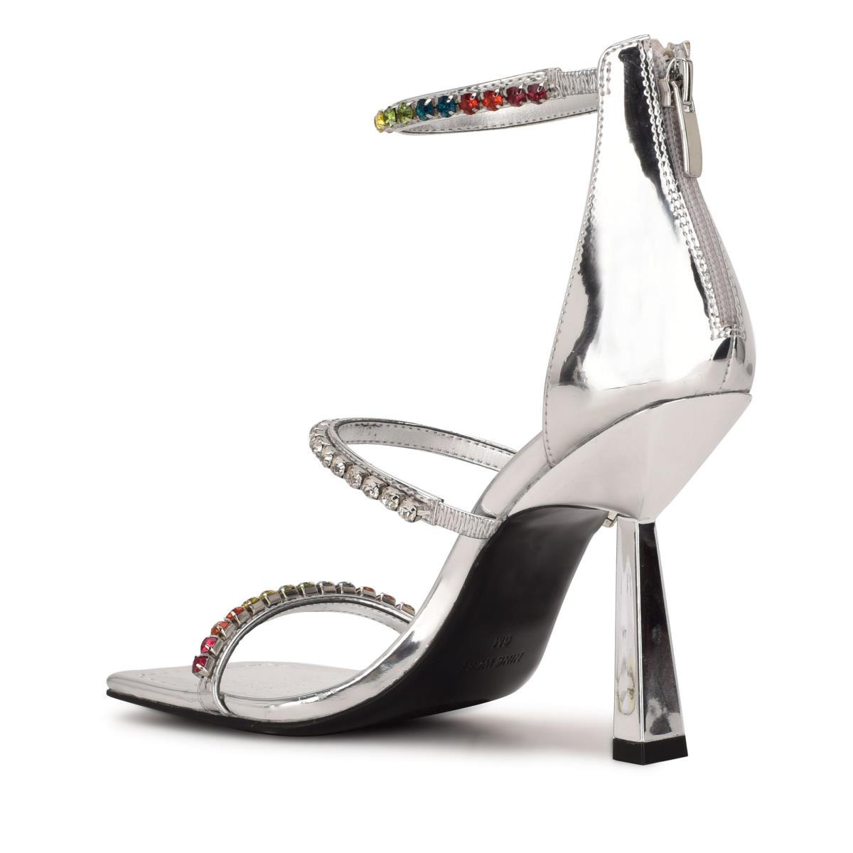 Nine West Vavoom Rhinestone Riemchen Silber Mehrfarbig | 3184AUKBV